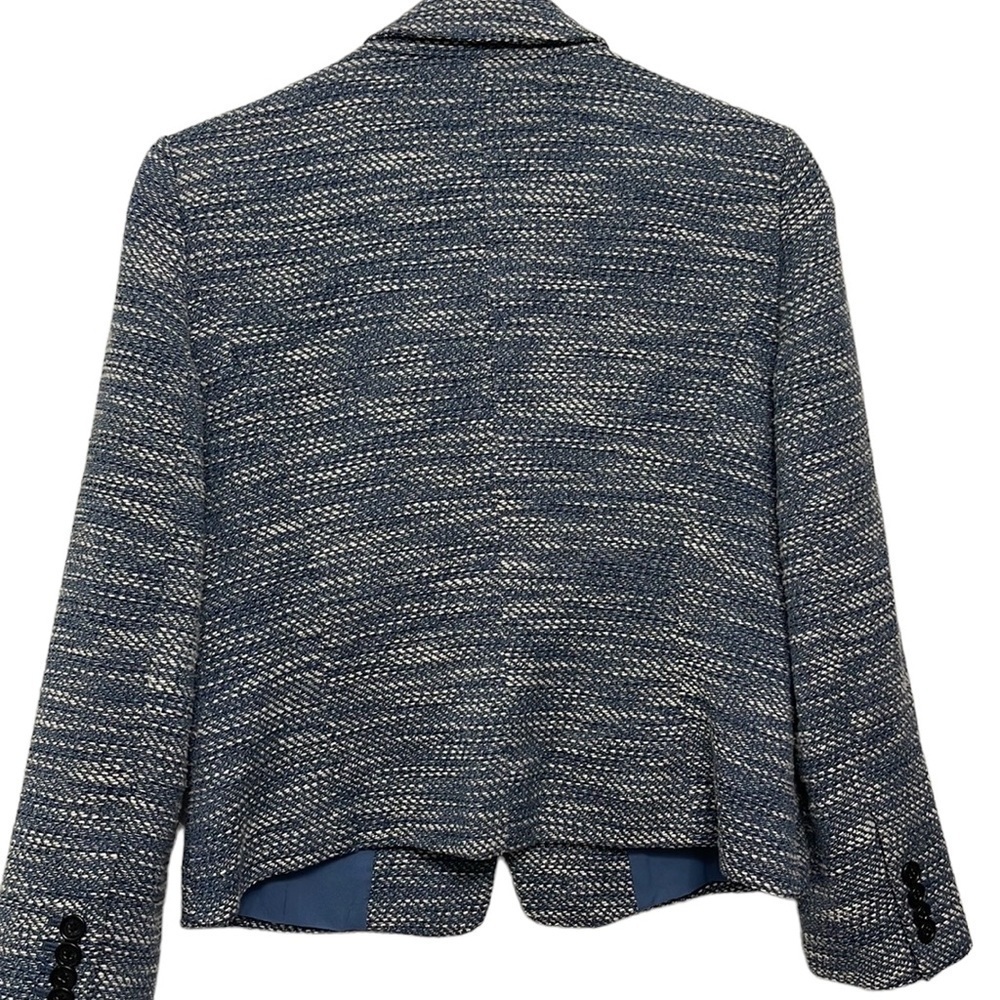 ANN TAYLOR Blue and White Blazer Workwear Size 4 - Picture 3 of 12